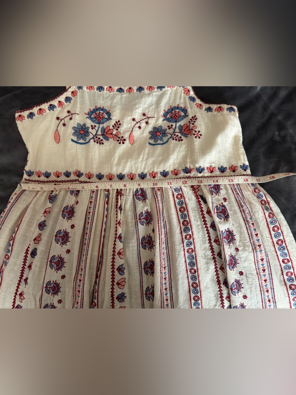 Bombay Paisley Off-White Embroidered Cotton A-Line Dress 100% cotton - Picture 7 of 9